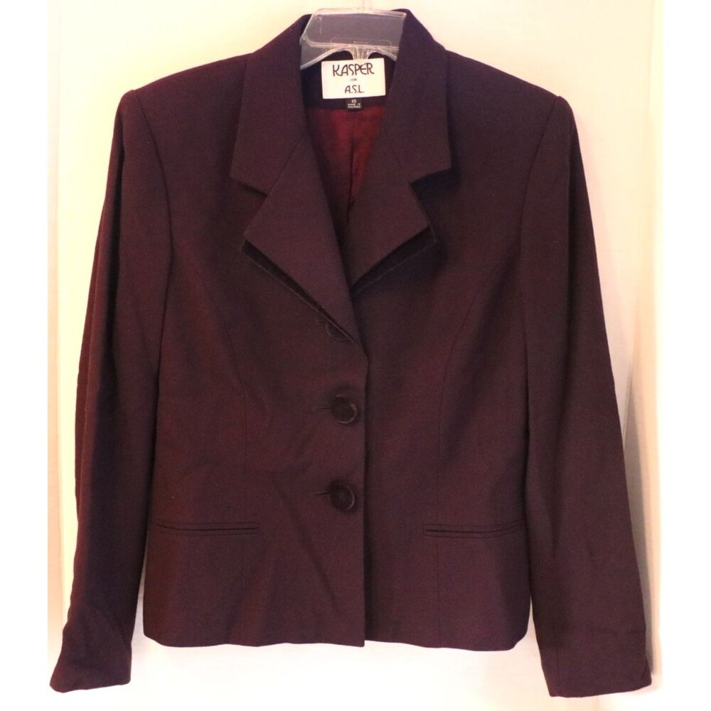 Vintage Kasper ASL Skirt Suit Womens Size 10 Purple 2-Piece Set Jacket & Skirt